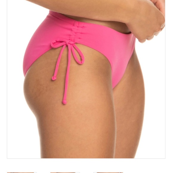 Roxy Solid Beach Classics Hipster Lace Bikini Bottoms Shocking Pink - Picture 2 of 3